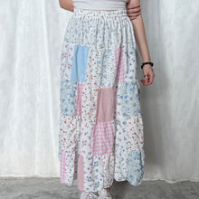 Load image into Gallery viewer, Pastel White Top Blue Pink Plaid Patchwork Skirt
