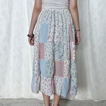 Load image into Gallery viewer, Pastel White Top Blue Pink Plaid Patchwork Skirt
