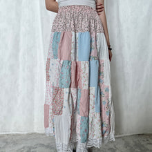 Load image into Gallery viewer, Pastel Pink Top Blue Colour Block Patchwork Skirt
