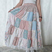 Load image into Gallery viewer, Pastel Pink Top Blue Colour Block Patchwork Skirt
