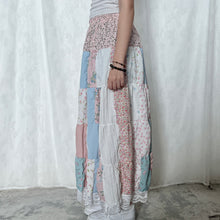 Load image into Gallery viewer, Pastel Pink Top Blue Colour Block Patchwork Skirt
