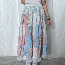 Load image into Gallery viewer, Pastel White Top Pink Baby Blue Patchwork Skirt
