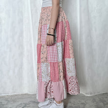 Load image into Gallery viewer, Pastel Pink Polka Dot Gingham Patchwork Skirt
