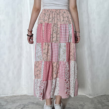 Load image into Gallery viewer, Pastel Pink Polka Dot Gingham Patchwork Skirt
