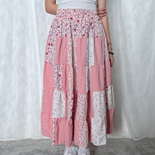 Load image into Gallery viewer, Pastel Pink Colour Block Patchwork Skirt
