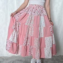 Load image into Gallery viewer, Pastel Pink Colour Block Patchwork Skirt
