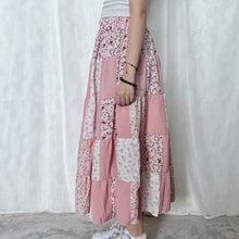 Load image into Gallery viewer, Pastel Pink Colour Block Patchwork Skirt
