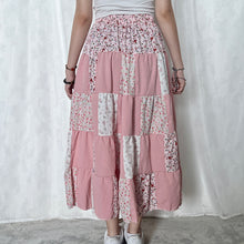 Load image into Gallery viewer, Pastel Pink Colour Block Patchwork Skirt
