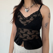 Load image into Gallery viewer, Black Floral Mesh Camisole Top
