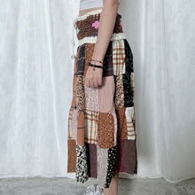 Load image into Gallery viewer, Grunge Brown Candy Crochet Band Patchwork Maxi Skirt
