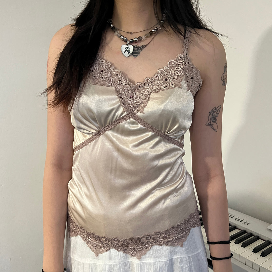 Ivory Cream Silky Lace Camisole Top