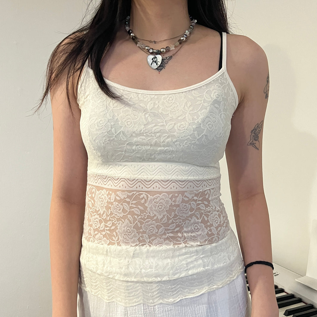 Cream White Lace Camisole Top