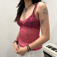 Load image into Gallery viewer, Pink Paisley Mesh See Through Camisole Top
