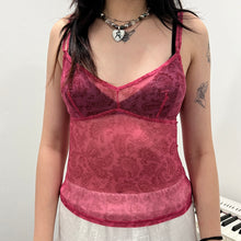 Load image into Gallery viewer, Pink Paisley Mesh See Through Camisole Top
