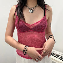 Load image into Gallery viewer, Pink Paisley Mesh See Through Camisole Top
