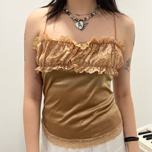 Load image into Gallery viewer, Champagne Gold Ruffles Mesh Camisole Top
