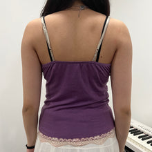 Load image into Gallery viewer, Purple Coquette White Lace Camisole Top
