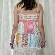 Load image into Gallery viewer, Pink White Crochet Blue Green Patchwork Cami Top
