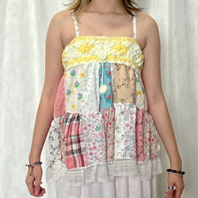 Load image into Gallery viewer, Yellow Crochet Pink Plaid White Patchwork Cami Top
