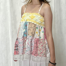 Load image into Gallery viewer, Yellow Crochet Pink Plaid White Patchwork Cami Top
