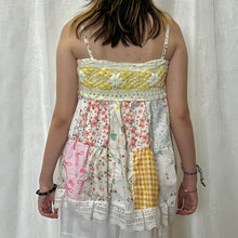 Load image into Gallery viewer, White Yellow Crochet Pink Flowers Patchwork Cami Top
