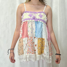 Load image into Gallery viewer, Purple Crochet Solid Pink Blue Patchwork Cami Top
