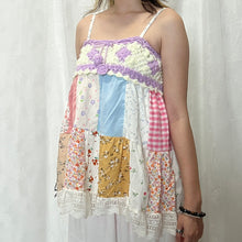 Load image into Gallery viewer, Purple Crochet Solid Pink Blue Patchwork Cami Top
