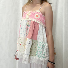 Load image into Gallery viewer, Pink White Orange Crochet Sage Green Patchwork Cami Top
