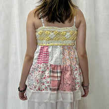 Load image into Gallery viewer, Yellow Crochet Yellow Pink Gingham Patchwork Cami Top
