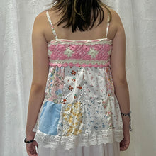 Load image into Gallery viewer, Pink Crochet Solid Pink Gingham Patchwork Cami Top
