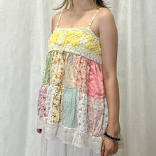 Load image into Gallery viewer, White Yellow Crochet Pastel Flowers Patchwork Cami Top
