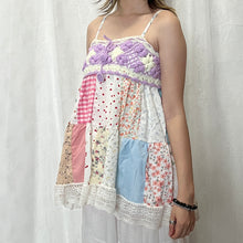 Load image into Gallery viewer, Purple Crochet Mixed Prints Patchwork Cami Top
