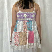 Load image into Gallery viewer, Purple Crochet Mixed Prints Patchwork Cami Top
