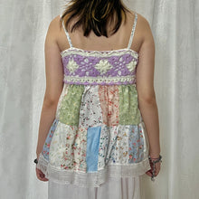 Load image into Gallery viewer, Purple Crochet Pastel Flowers Patchwork Cami Top
