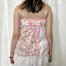 Load image into Gallery viewer, Pink Crochet Bow Main White Patchwork Cami Top
