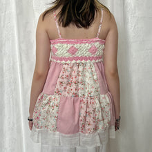 Load image into Gallery viewer, Pink Crochet Bow Flowy Pink Solid Patchwork Cami Top
