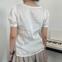 Load image into Gallery viewer, Off White Gingham Ruffles Lace Alice Top
