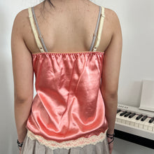 Load image into Gallery viewer, Princess Pink Silky Cream Lace Cami Top
