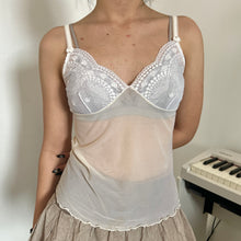 Load image into Gallery viewer, White Cream Rose Embroidered Mesh Cami Top
