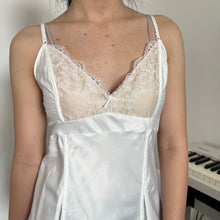 Load image into Gallery viewer, Cream White Lace Silky Mesh Slip Dress
