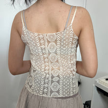 Load image into Gallery viewer, Cream Floral Embroidery Mesh Cami Top
