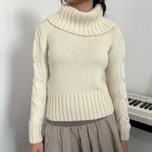 Load image into Gallery viewer, Cream Knit Mock Neck Crop Knitwear Long Sleeves Top
