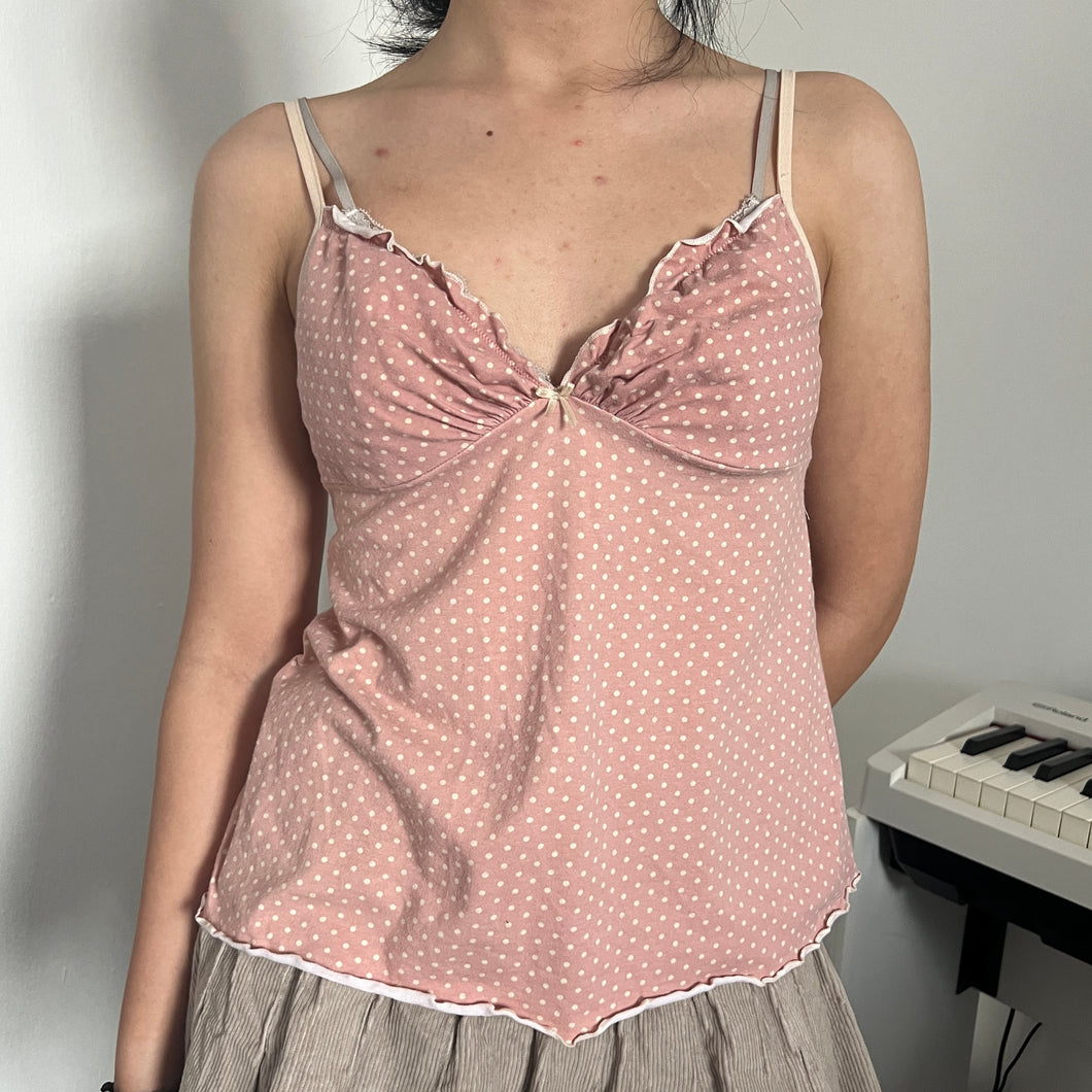 Y2K Pink Polka Sweetheart Cami Top