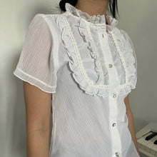 Load image into Gallery viewer, White Ruffles Button Down Double Lined Alice Top
