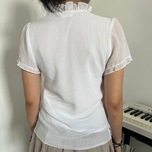 Load image into Gallery viewer, White Ruffles Button Down Double Lined Alice Top
