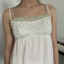 Load image into Gallery viewer, Beige Pink Mesh Green Lace Bust Cami Top
