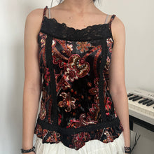 Load image into Gallery viewer, Black Oriental Velvet Lace Cami Top
