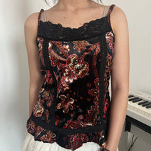 Load image into Gallery viewer, Black Oriental Velvet Lace Cami Top
