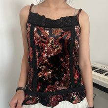 Load image into Gallery viewer, Black Oriental Velvet Lace Cami Top
