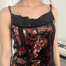 Load image into Gallery viewer, Black Oriental Velvet Lace Cami Top
